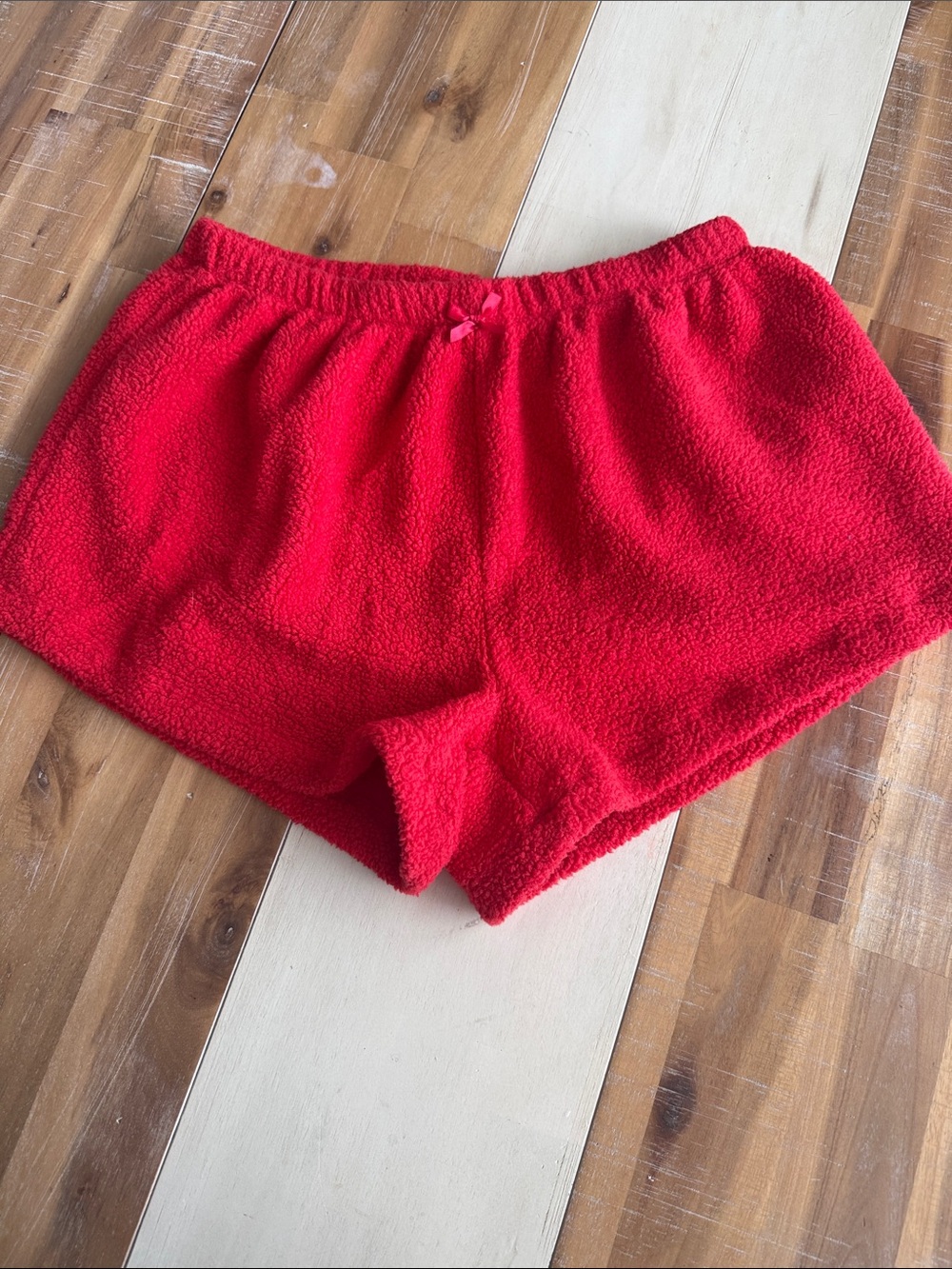 Plush Red Fleece Women's Lounge Shorts